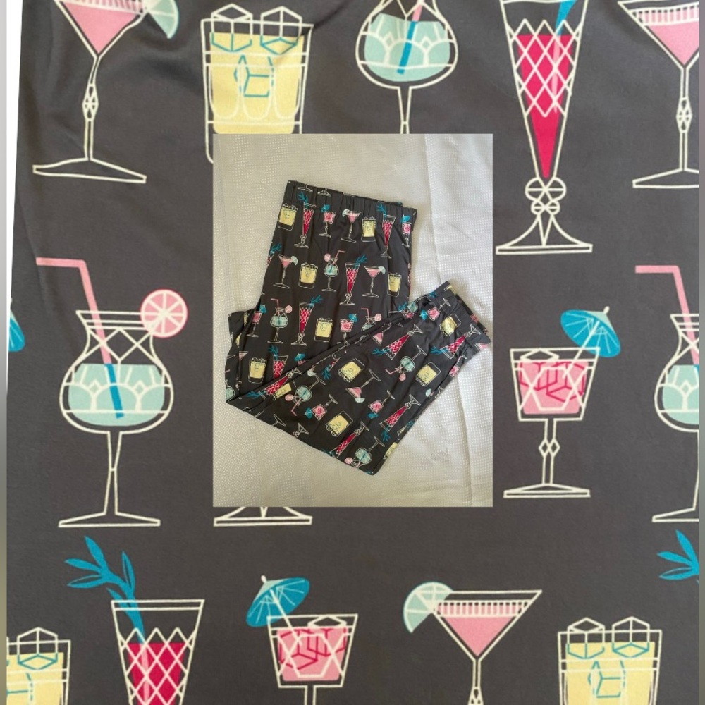 Nite Nite Munki Munki COCKTAILS print Pajama Pants women’s size 2X